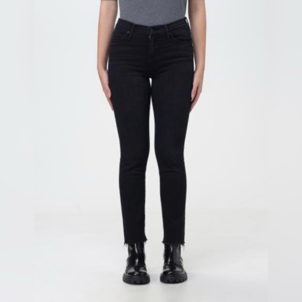 Mother - Women’s High Waisted Ankle Fray Blackbird Jeans - Size 28 - Black